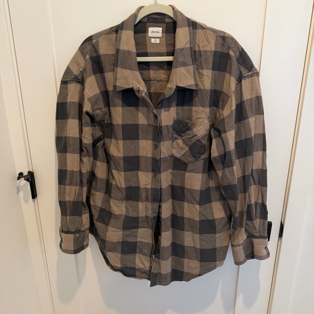 Aritzia Wilfred Brown Flannel Button Down Shirt Size Medium
